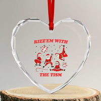 Funny Santa Christmas Heart Crystal Glass Ornament Rizz Em With The Tism - Wonder Print Shop