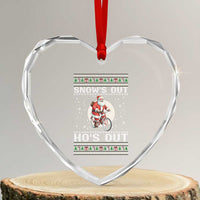 Funny Santa Christmas Heart Crystal Glass Ornament Snows Out Hos Out Ugly Xmas - Wonder Print Shop