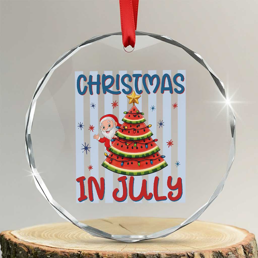 Funny Santa Christmas in July Crystal Glass Ornament Melon Christmas Tree Summer