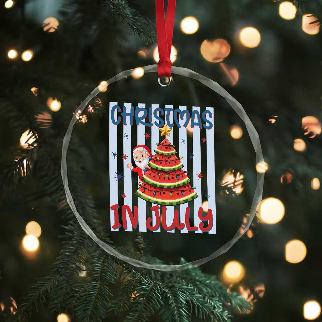 Funny Santa Christmas in July Crystal Glass Ornament Melon Christmas Tree Summer