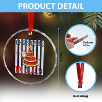 Funny Santa Christmas in July Crystal Glass Ornament Melon Christmas Tree Summer