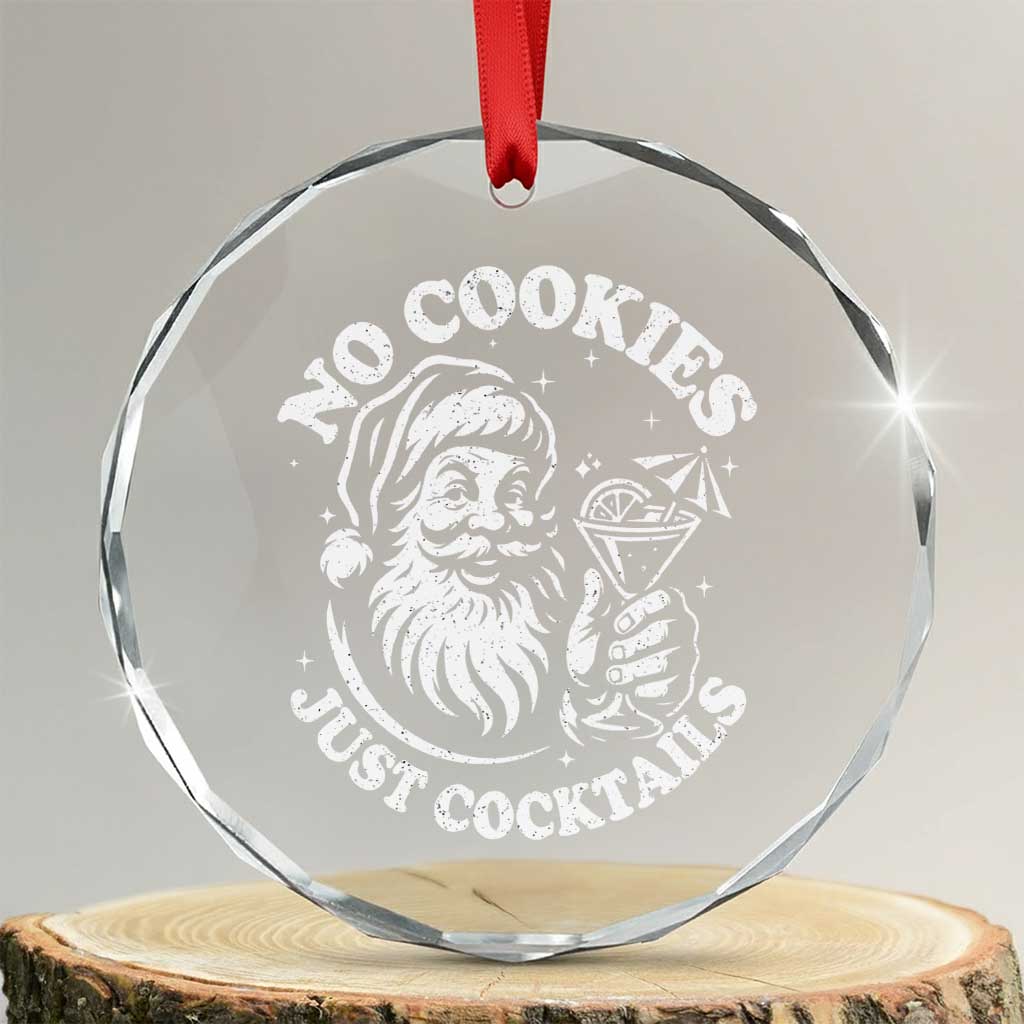Funny Santa Christmas In July Crystal Glass Ornament No Cookies Just Cocktails Summer Xmas - Wonder Print Shop