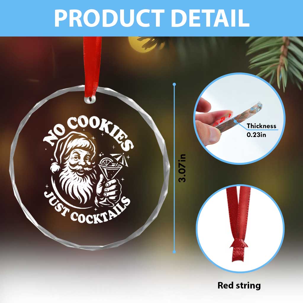Funny Santa Christmas In July Crystal Glass Ornament No Cookies Just Cocktails Summer Xmas - Wonder Print Shop