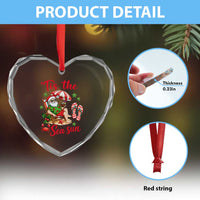 Funny Santa Christmas In July Graphic Heart Crystal Glass Ornament Tis The Sea Sun