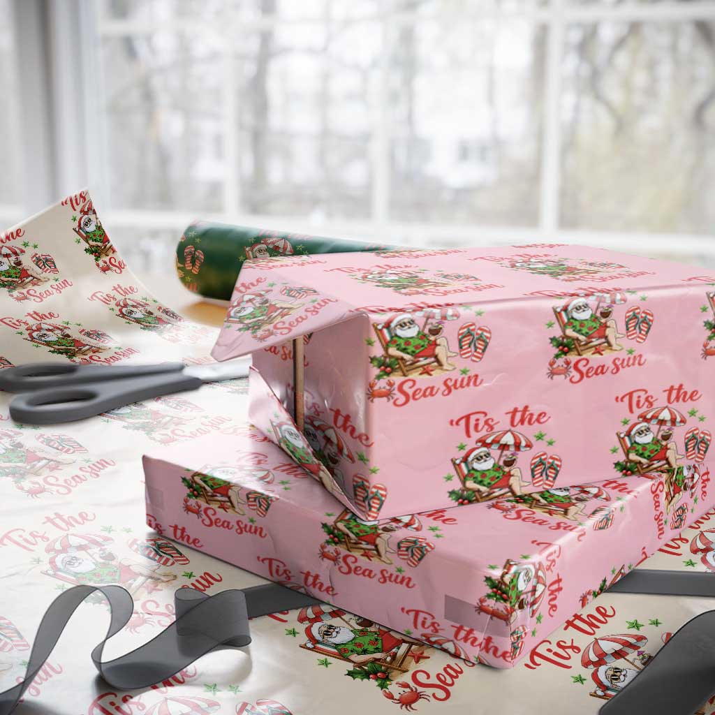 Funny Santa Christmas In July Graphic Wrapping Paper Roll Tis The Sea Sun