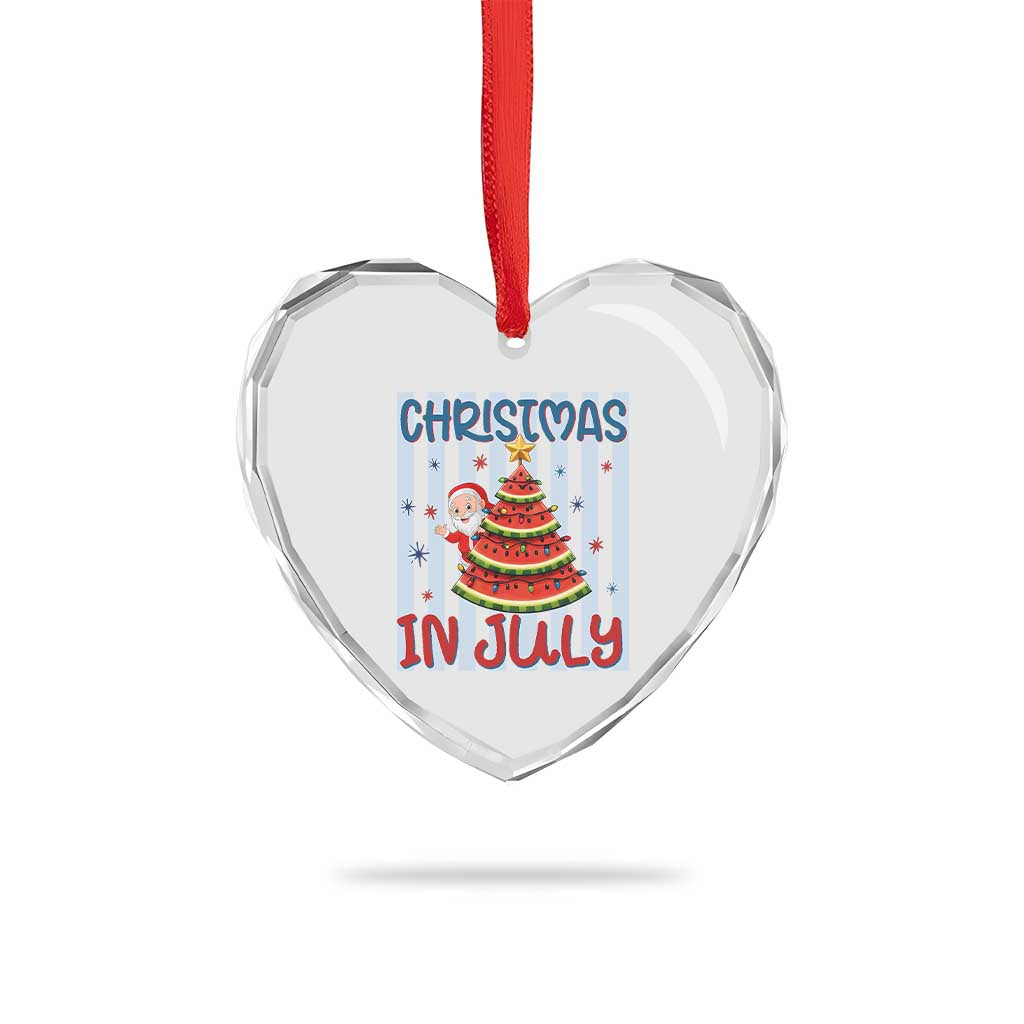 Funny Santa Christmas in July Heart Crystal Glass Ornament Melon Christmas Tree Summer