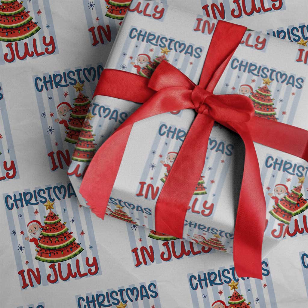 Funny Santa Christmas in July Wrapping Paper Roll Melon Christmas Tree Summer