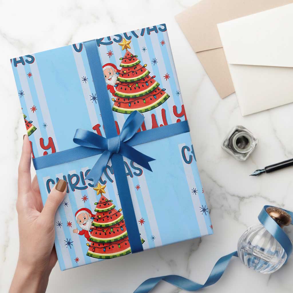 Funny Santa Christmas in July Wrapping Paper Roll Melon Christmas Tree Summer