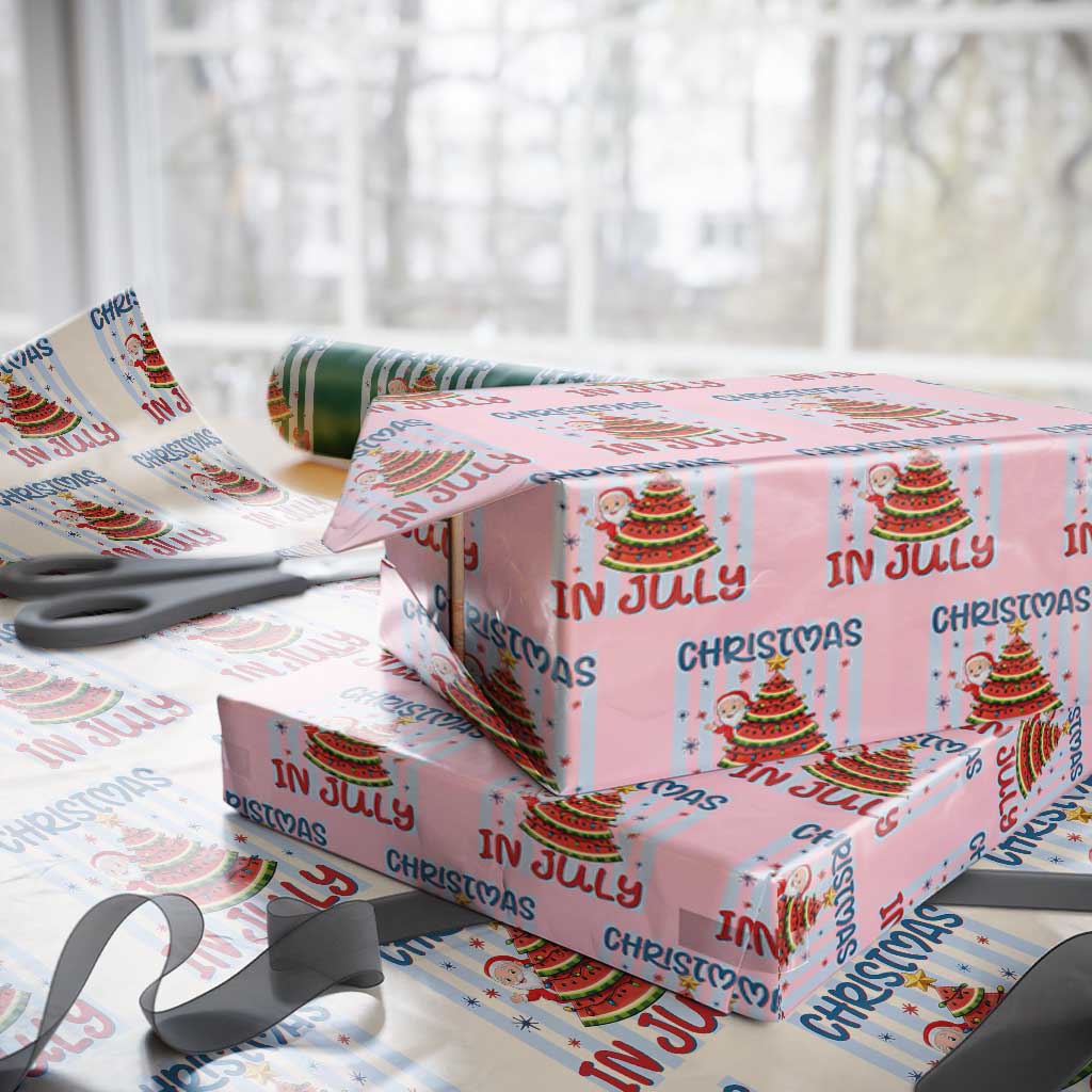 Funny Santa Christmas in July Wrapping Paper Roll Melon Christmas Tree Summer