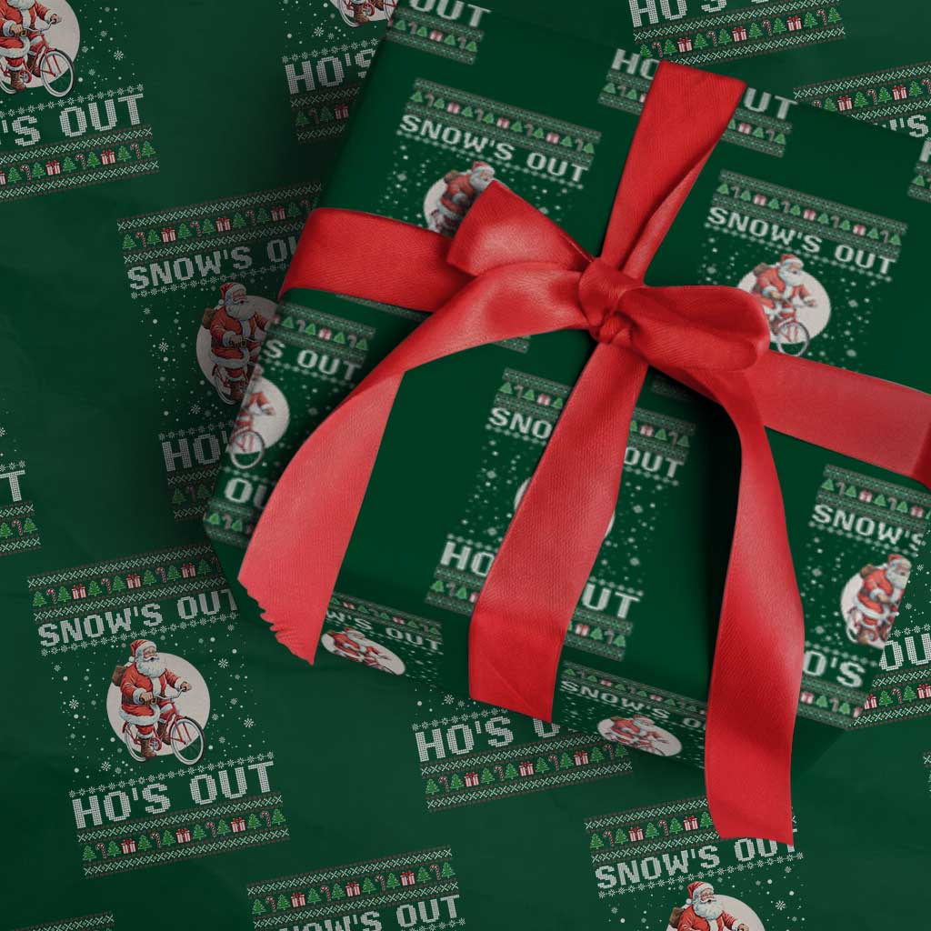 Funny Santa Christmas Wrapping Paper Roll Snows Out Hos Out Ugly Xmas - Wonder Print Shop