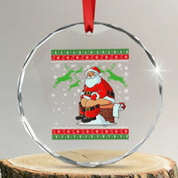 Funny Santa Claus Crystal Glass Ornament Pooping Down The Chimney TS02