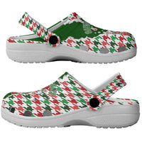 Funny Santa Claus Says Six Seven Clogs Shoes Christmas Houndstooth Pattern - Wonder Print Shop