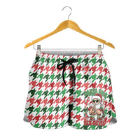 Funny Santa Claus Says Six Seven Shorts for Women Christmas Houndstooth Pattern - Wonder Print Shop