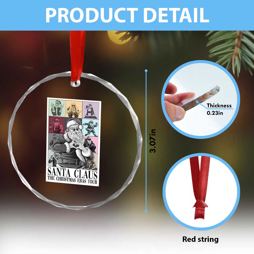 Funny Santa Claus The Xmas Eras Tours Crystal Glass Ornament TS09
