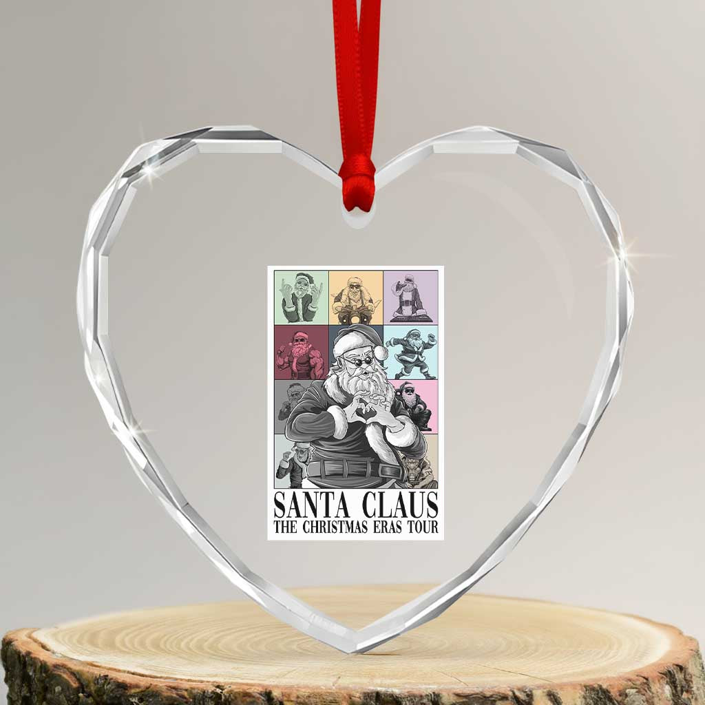 Funny Santa Claus The Xmas Eras Tours Heart Crystal Glass Ornament - Wonder Print Shop