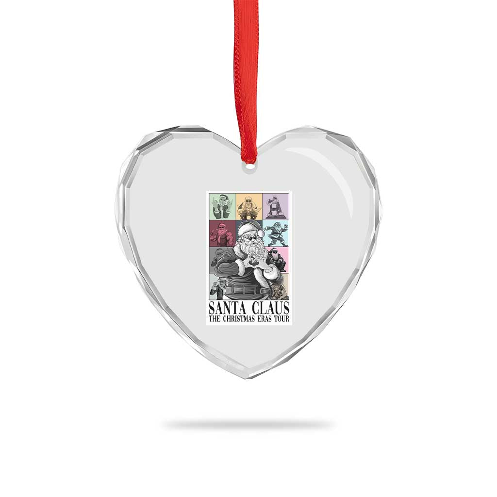 Funny Santa Claus The Xmas Eras Tours Heart Crystal Glass Ornament - Wonder Print Shop