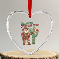 Funny Santa Cowboy Heart Crystal Glass Ornament Wrangling Christmas Cheer - Wonder Print Shop