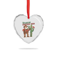 Funny Santa Cowboy Heart Crystal Glass Ornament Wrangling Christmas Cheer - Wonder Print Shop