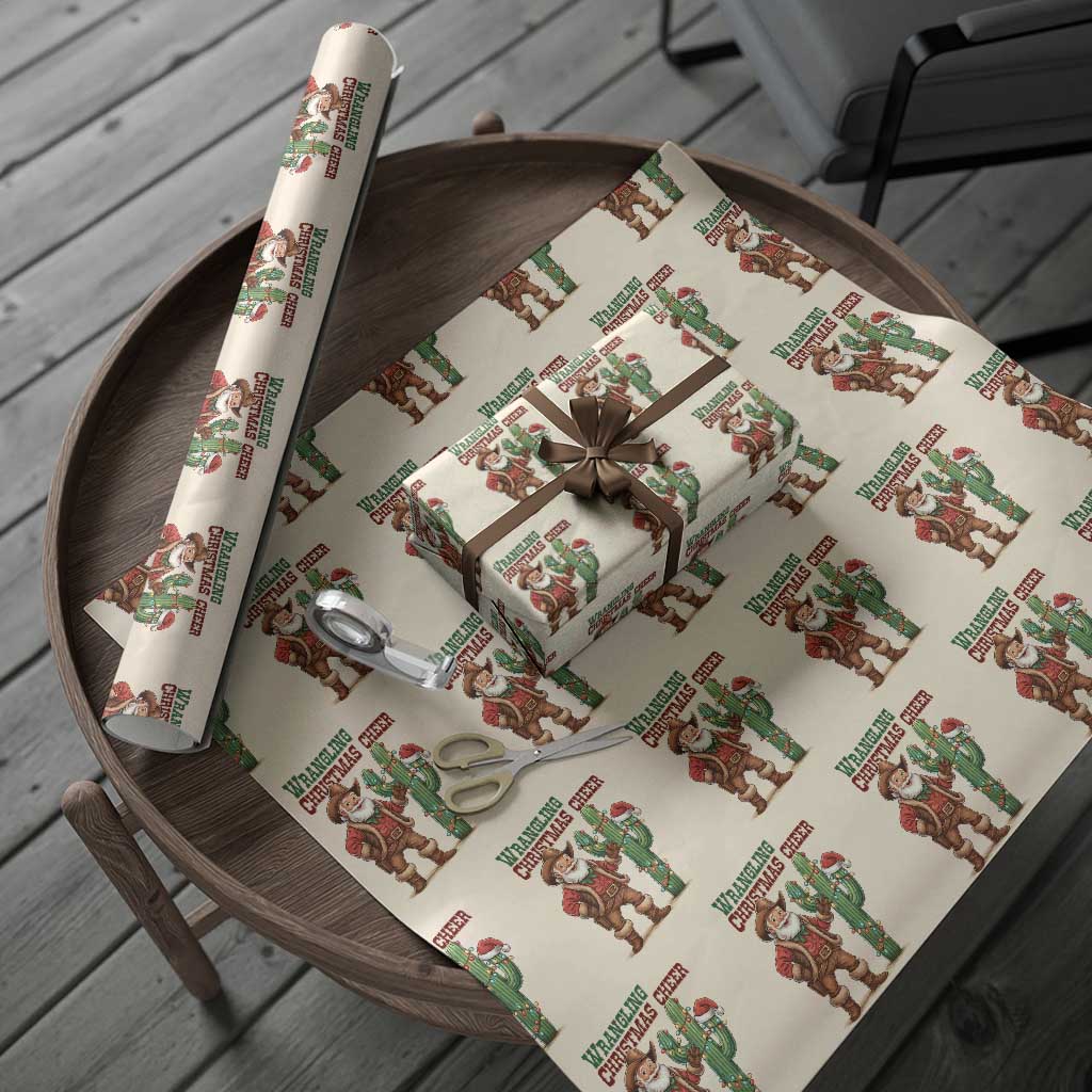 Funny Santa Cowboy Wrapping Paper Roll Wrangling Christmas Cheer - Wonder Print Shop