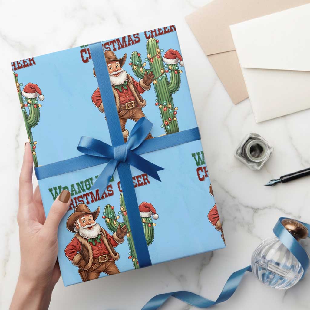 Funny Santa Cowboy Wrapping Paper Roll Wrangling Christmas Cheer - Wonder Print Shop