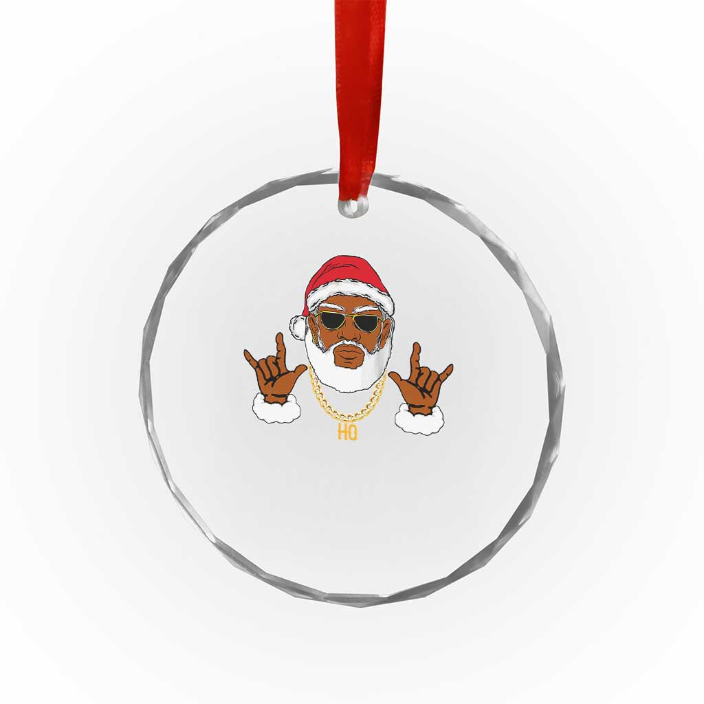 Funny Santa Crystal Glass Ornament Black Hip Hop Santa African American Santa Rapper Fan Gift TS10