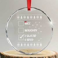 Funny Santa Crystal Glass Ornament Nice Naughty I Swear I Tried Xmas List - Wonder Print Shop