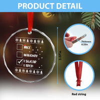 Funny Santa Crystal Glass Ornament Nice Naughty I Swear I Tried Xmas List - Wonder Print Shop