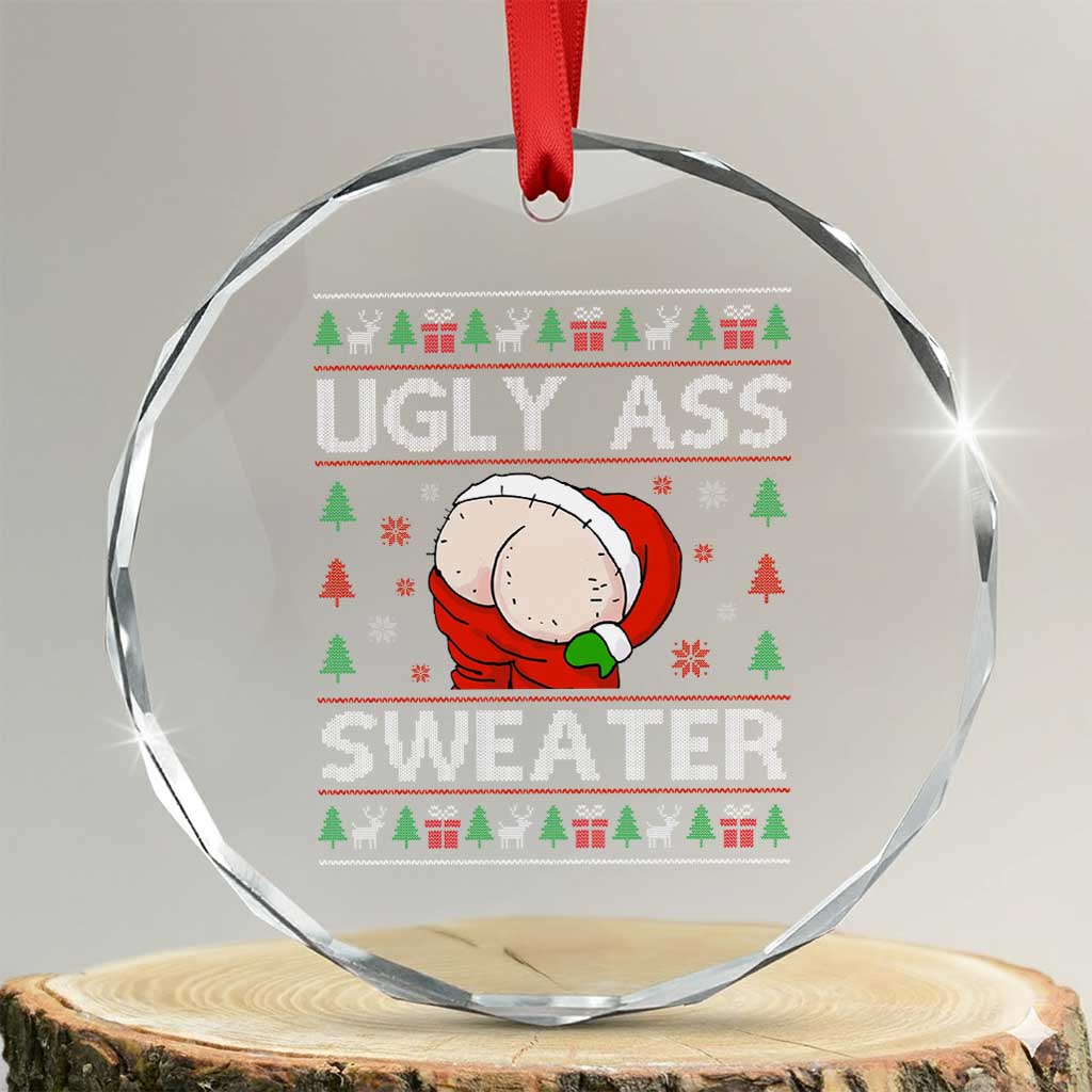 Funny Santa Crystal Glass Ornament Ugly Ass XMas Elephant Gift for Him TS10