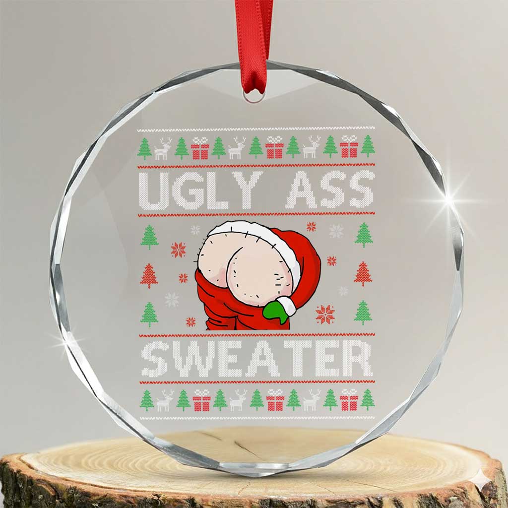 Funny Santa Crystal Glass Ornament Ugly Ass XMas Elephant Gift for Him - Wonder Print Shop