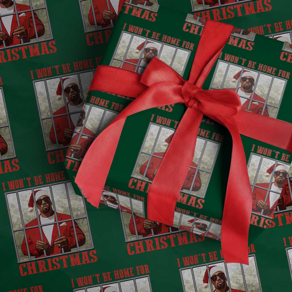 Funny Santa Diddy Christmas Wrapping Paper Roll I Won't Be Home For Xmas - Wonder Print Shop