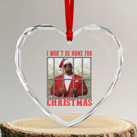 Funny Santa Diddy Xmas Heart Crystal Glass Ornament I Won't Be Home For Xmas - Wonder Print Shop