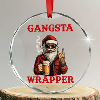 Funny Santa Drinking Beer Chirstmas Crystal Glass Ornament Gangster Rock On Hand Xmas - Wonder Print Shop