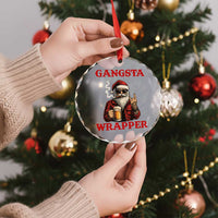 Funny Santa Drinking Beer Chirstmas Crystal Glass Ornament Gangster Rock On Hand Xmas - Wonder Print Shop