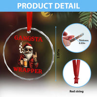 Funny Santa Drinking Beer Chirstmas Crystal Glass Ornament Gangster Rock On Hand Xmas - Wonder Print Shop
