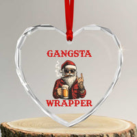 Funny Santa Drinking Beer Chirstmas Heart Crystal Glass Ornament Gangster Rock On Hand Xmas - Wonder Print Shop