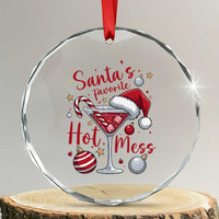 Funny Santa Favorite Hot Mess Crystal Glass Ornament Christmas Drinking Cocktail Lover - Wonder Print Shop