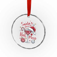 Funny Santa Favorite Hot Mess Crystal Glass Ornament Christmas Drinking Cocktail Lover - Wonder Print Shop