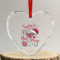 Funny Santa Favorite Hot Mess Heart Crystal Glass Ornament Christmas Drinking Cocktail Lover - Wonder Print Shop