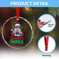 Funny Santa Gamer Christmas Crystal Glass Ornament - Wonder Print Shop