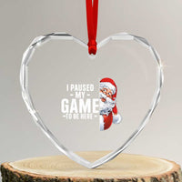 Funny Santa Gamer Christmas Heart Crystal Glass Ornament I Paused My Game To Be Here - Wonder Print Shop
