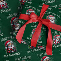 Funny Santa Gamer Christmas Wrapping Paper Roll I Can Not Hear You I Am Gaming - Wonder Print Shop