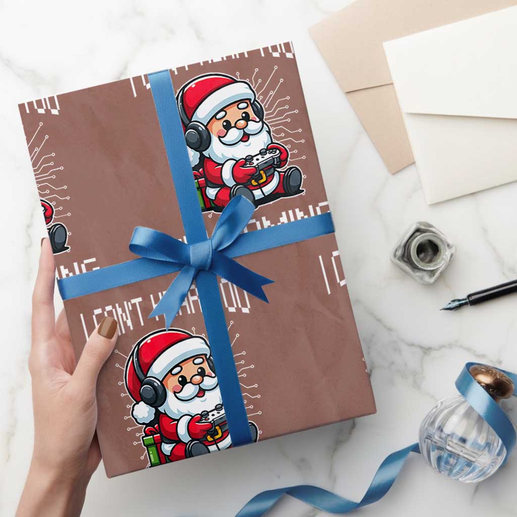 Funny Santa Gamer Christmas Wrapping Paper Roll I Can Not Hear You I Am Gaming - Wonder Print Shop