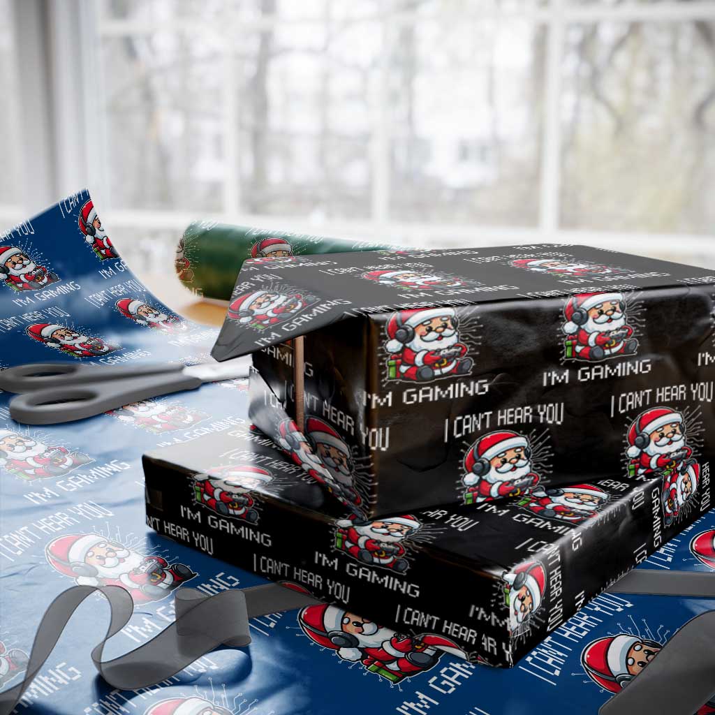 Funny Santa Gamer Christmas Wrapping Paper Roll I Can Not Hear You I Am Gaming - Wonder Print Shop
