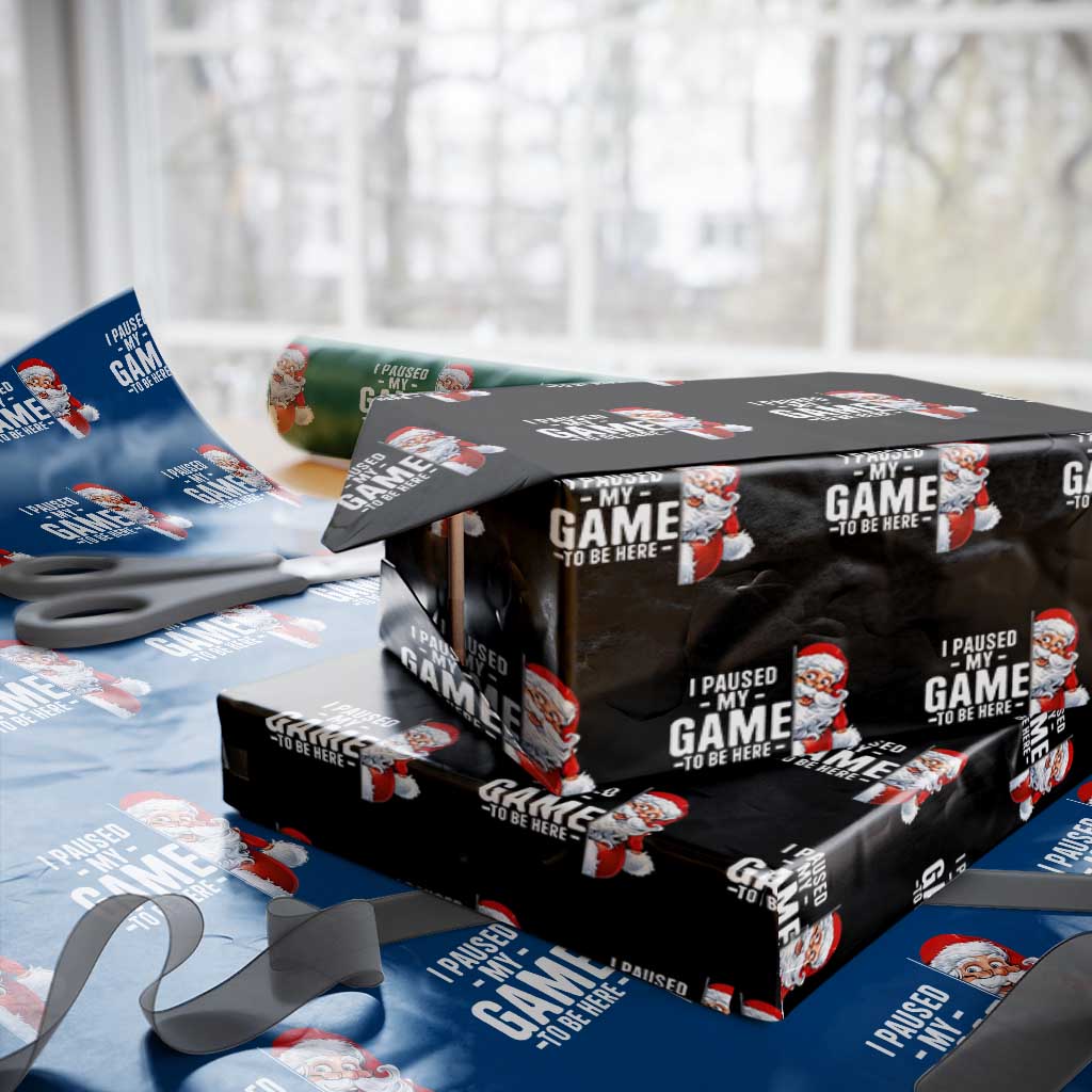 Funny Santa Gamer Christmas Wrapping Paper Roll I Paused My Game To Be Here - Wonder Print Shop