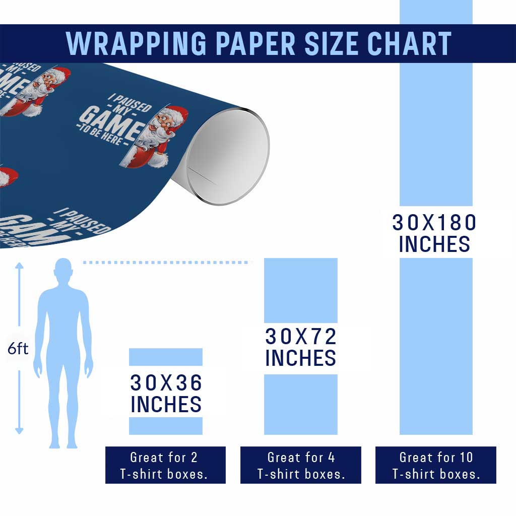 Funny Santa Gamer Christmas Wrapping Paper Roll I Paused My Game To Be Here - Wonder Print Shop