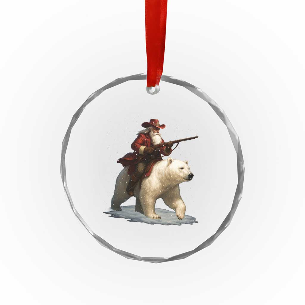 Funny Santa Gun Christmas Crystal Glass Ornament - Wonder Print Shop