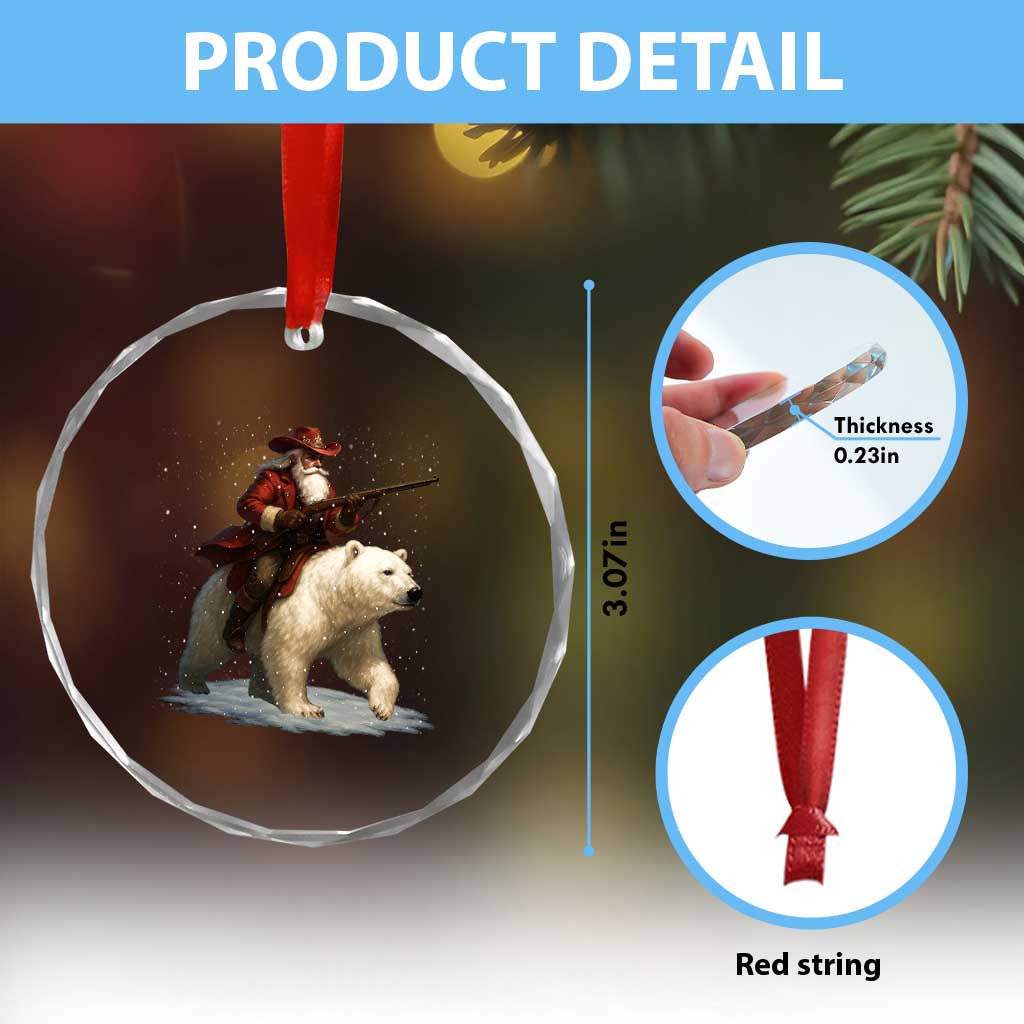 Funny Santa Gun Christmas Crystal Glass Ornament - Wonder Print Shop