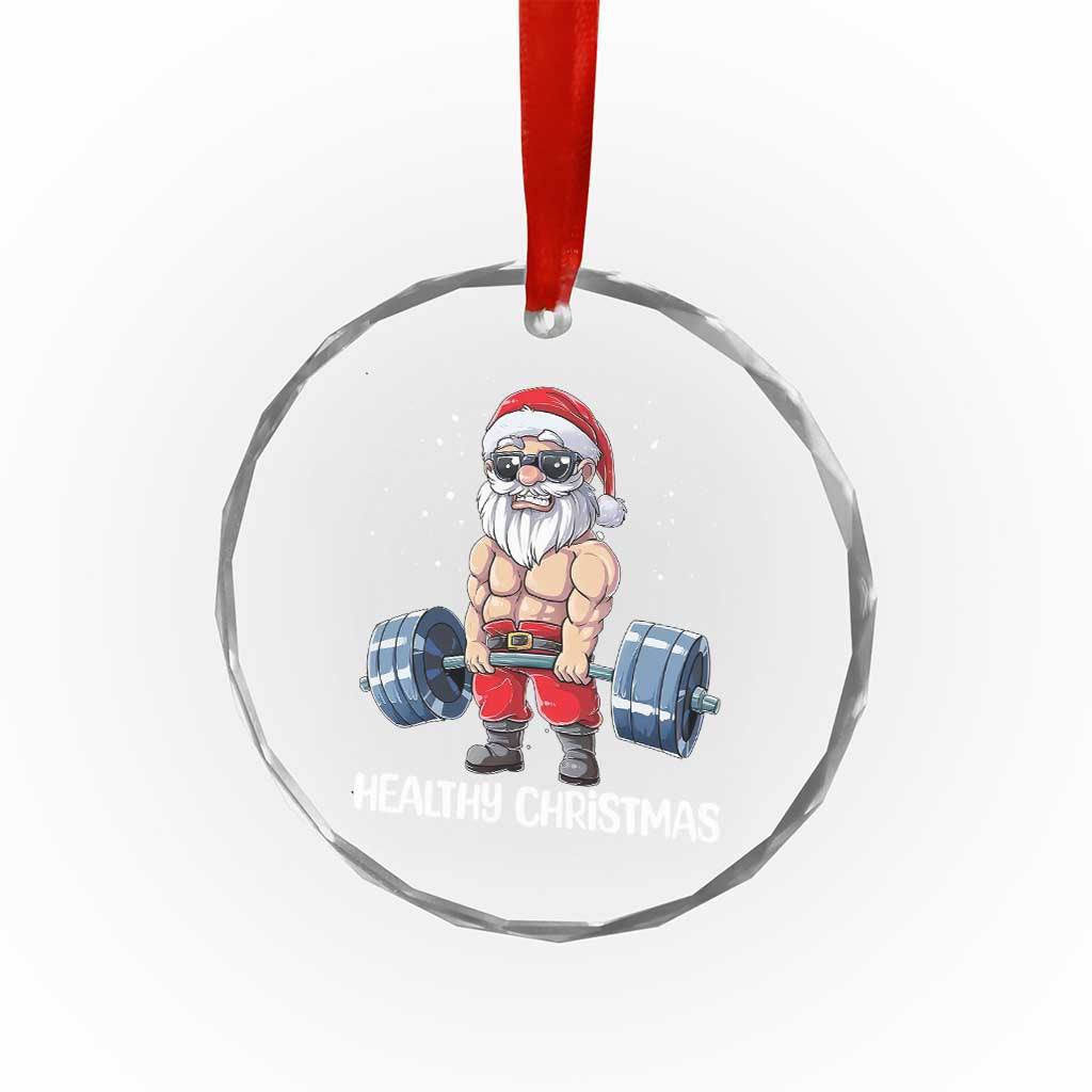 Funny Santa Gym Xmas Crystal Glass Ornament Healthy Christmas - Wonder Print Shop