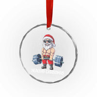 Funny Santa Gym Xmas Crystal Glass Ornament Healthy Christmas - Wonder Print Shop