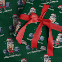 Funny Santa Gym Xmas Wrapping Paper Roll Healthy Xmas - Wonder Print Shop